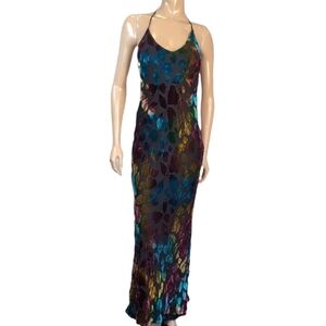A.B.S. By Allen Schwartz Backless Halter Maxi Dress Size 8 Black Velvet Burnout